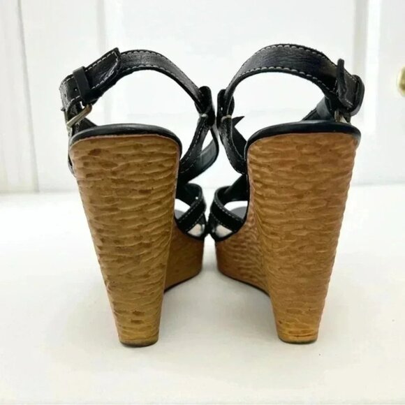 Aldo Wedge Sandals Strappy Platform Slingbacks Black EU38 US 7.5 - Picture 7 of 16